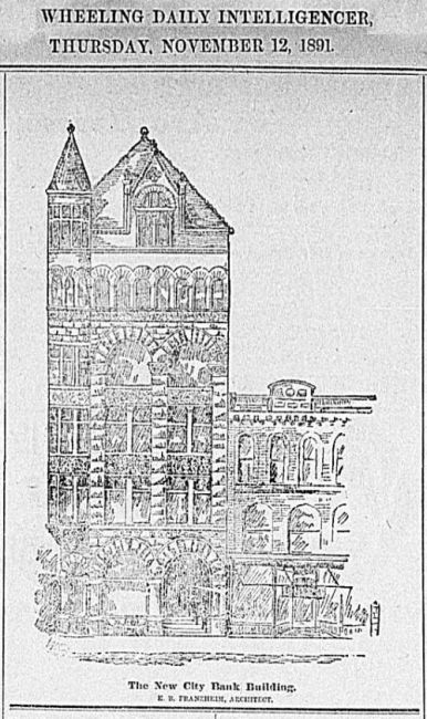 New City Bank Building, Illustration from the Wheeling Daily Intelligencer, Nov 12, 1891.